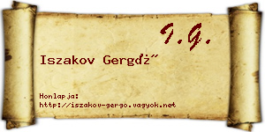 Iszakov Gergő névjegykártya